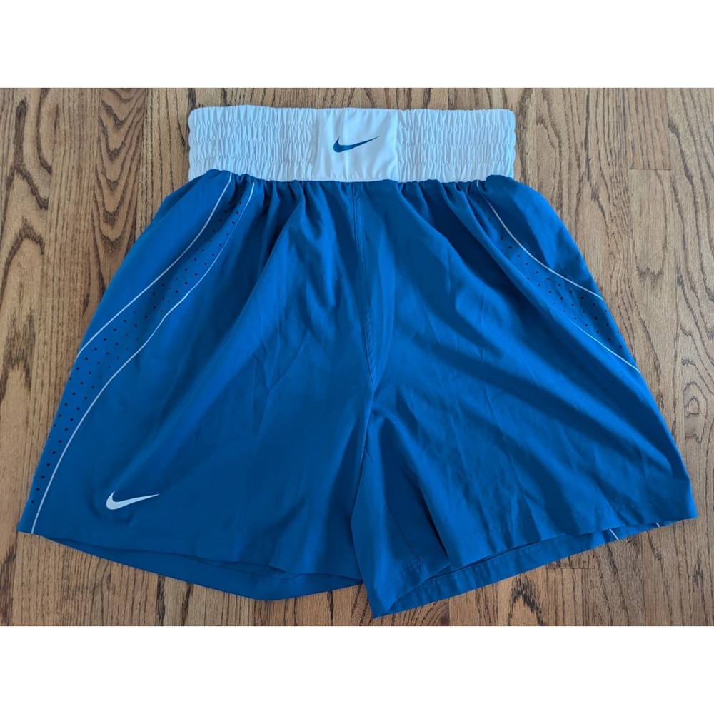 Nike Dri-FIT Competition Boxing Shorts Trunks Blue White Men's XXL 652860-494